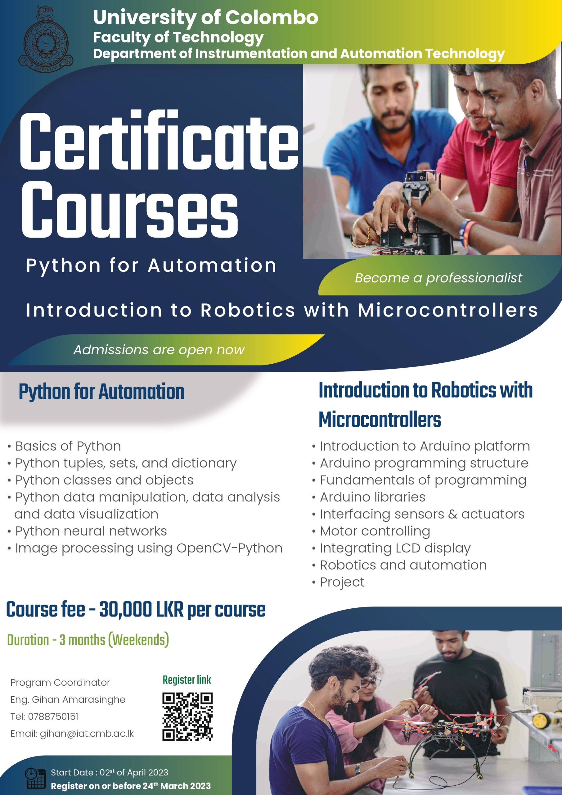 Registrations are open for the certificate courses