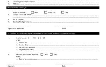 Service Request form for Analytical Services (Postgraduates and Other)