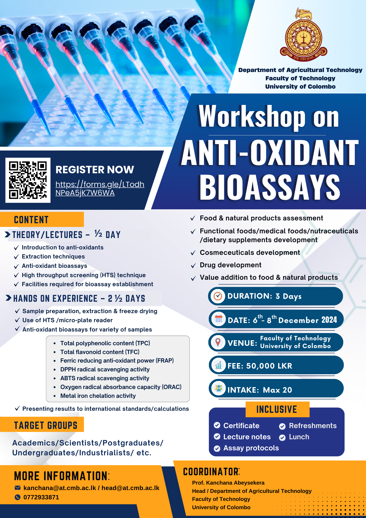 Workshop of Anti-oxidant Bio-assays