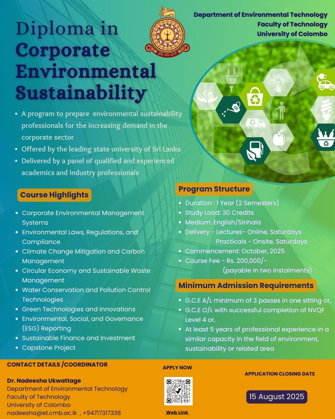 Diploma in Corporate Environmental Sustainability – 2025