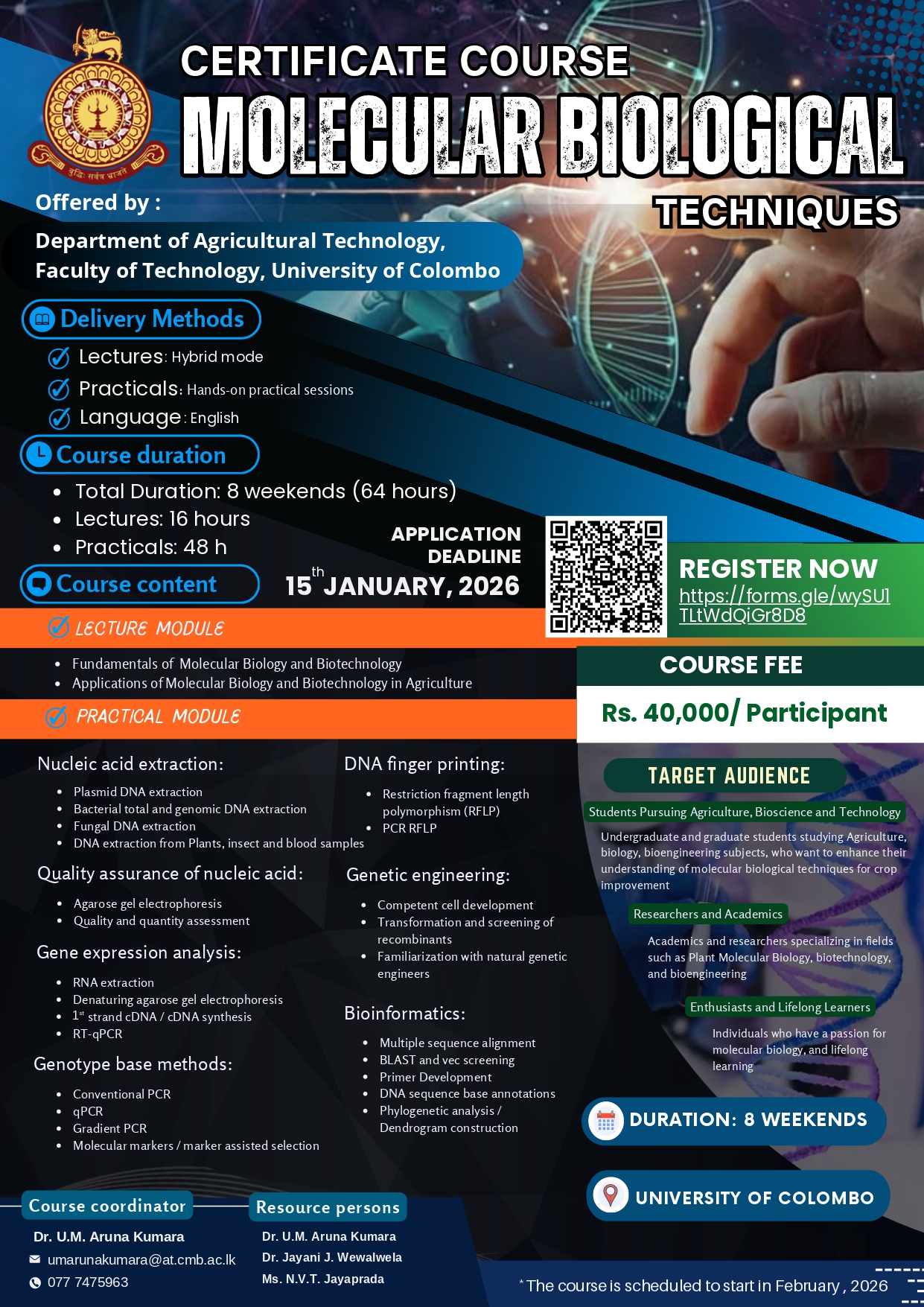 Certificate Course in Molecular Biological Techniques